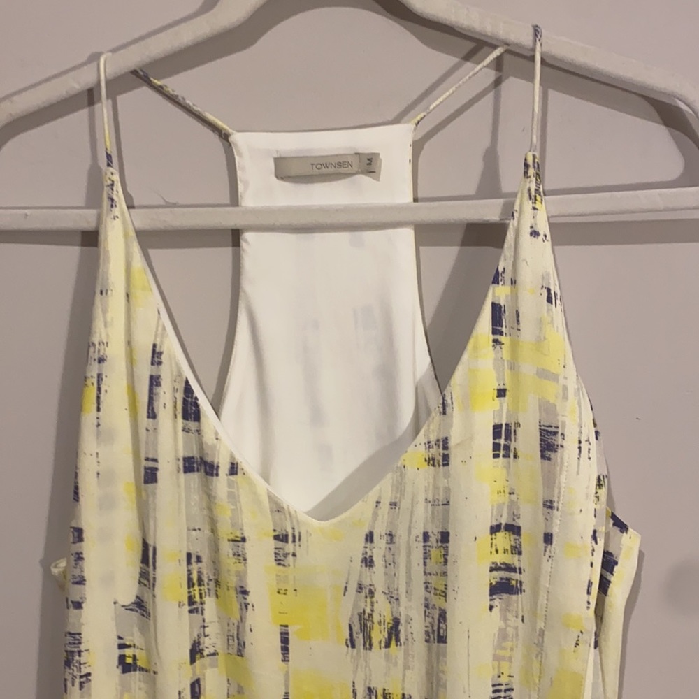 White & Yellow Mini Wrap Summer Dress - Picture 4 of 7
